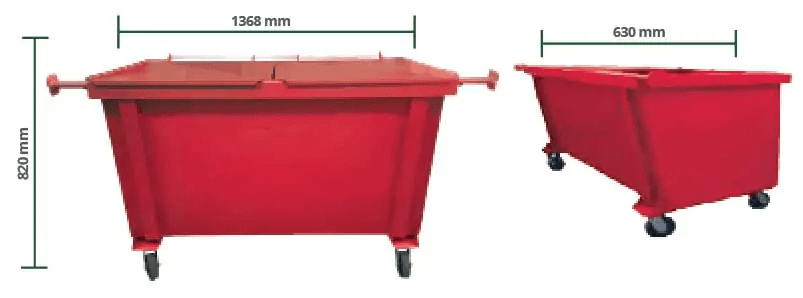 Dimensão Container de Lixo Hospitalar 800L