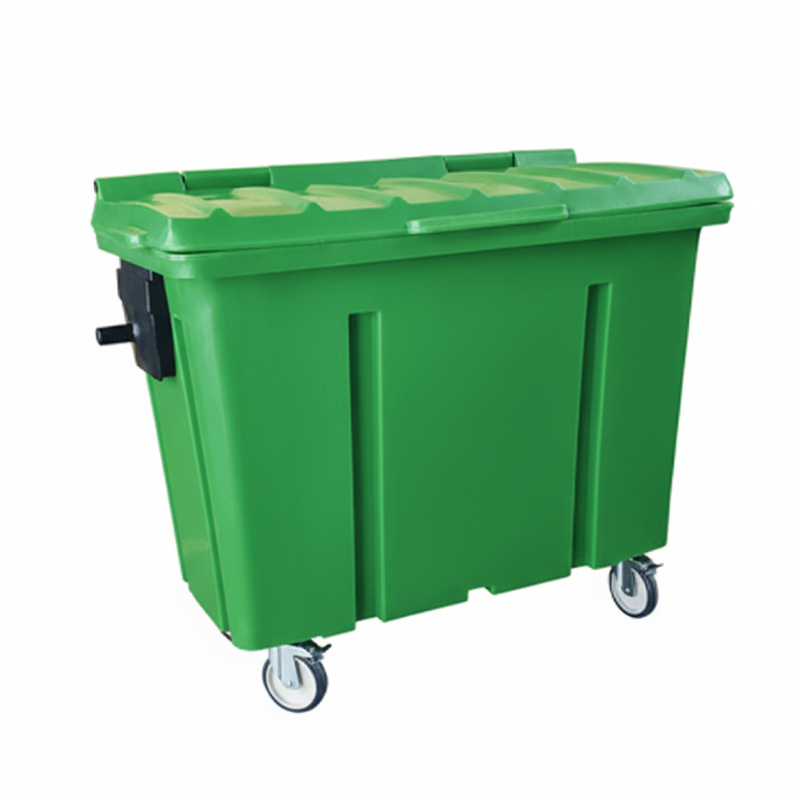 Contentor de 500L na cor verde com munhão de plástico da Contelurb