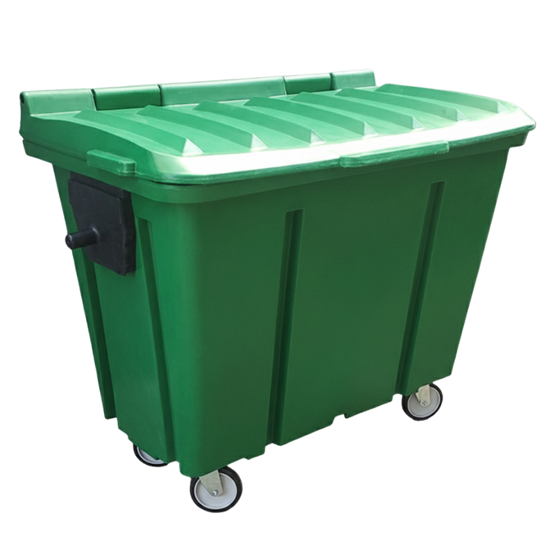 Contentor de 700L da Contelurb na cor verde com munhão de plástico
